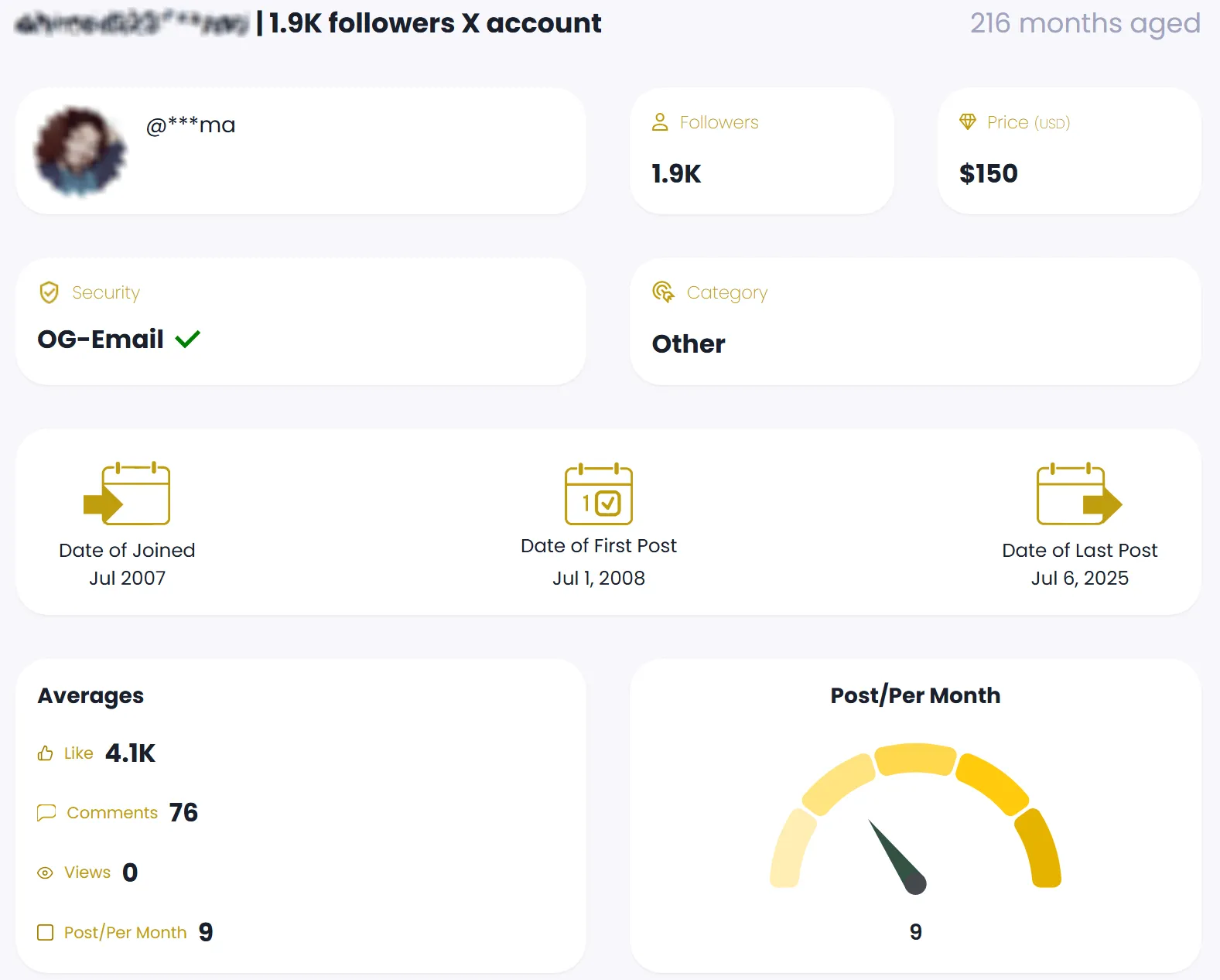 Aged user account for x.com