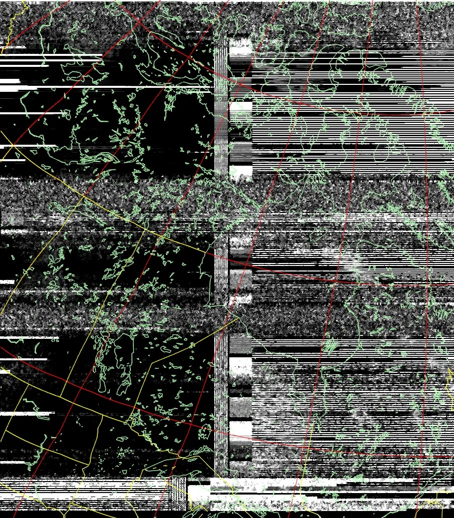 NOAA 15 satellite image, processed with Contrast A preset